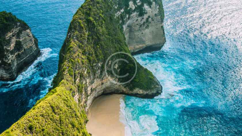 A view of the ocean from above.