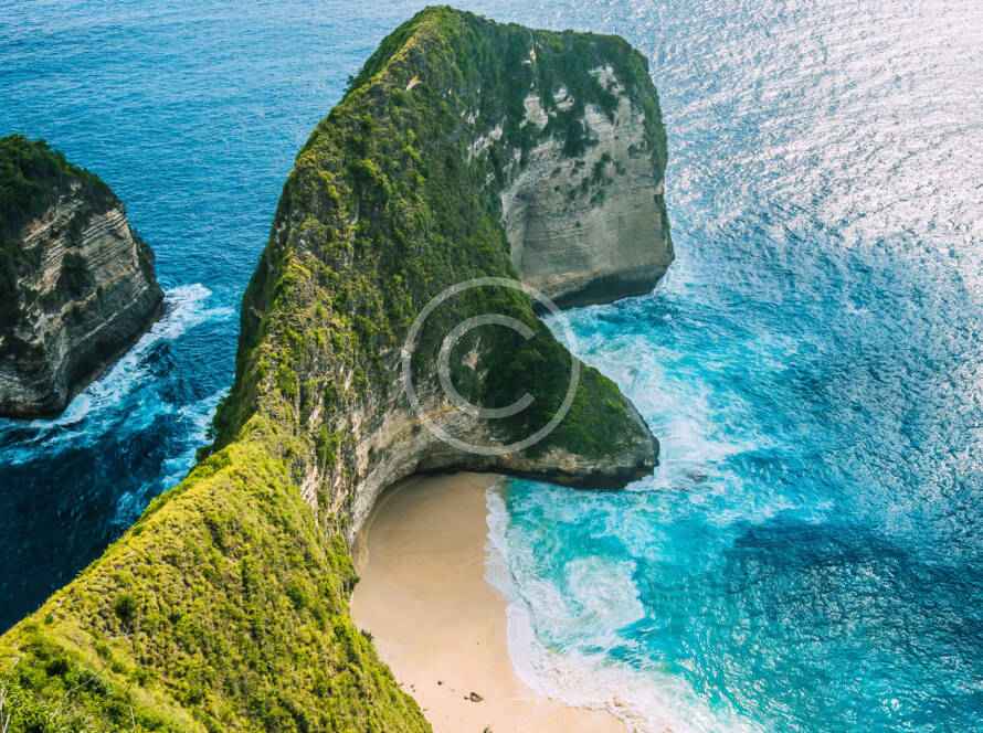 A view of the ocean from above.