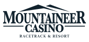 A black and white logo of mountains casino.