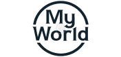 A black circle with the word " myworld " in it.