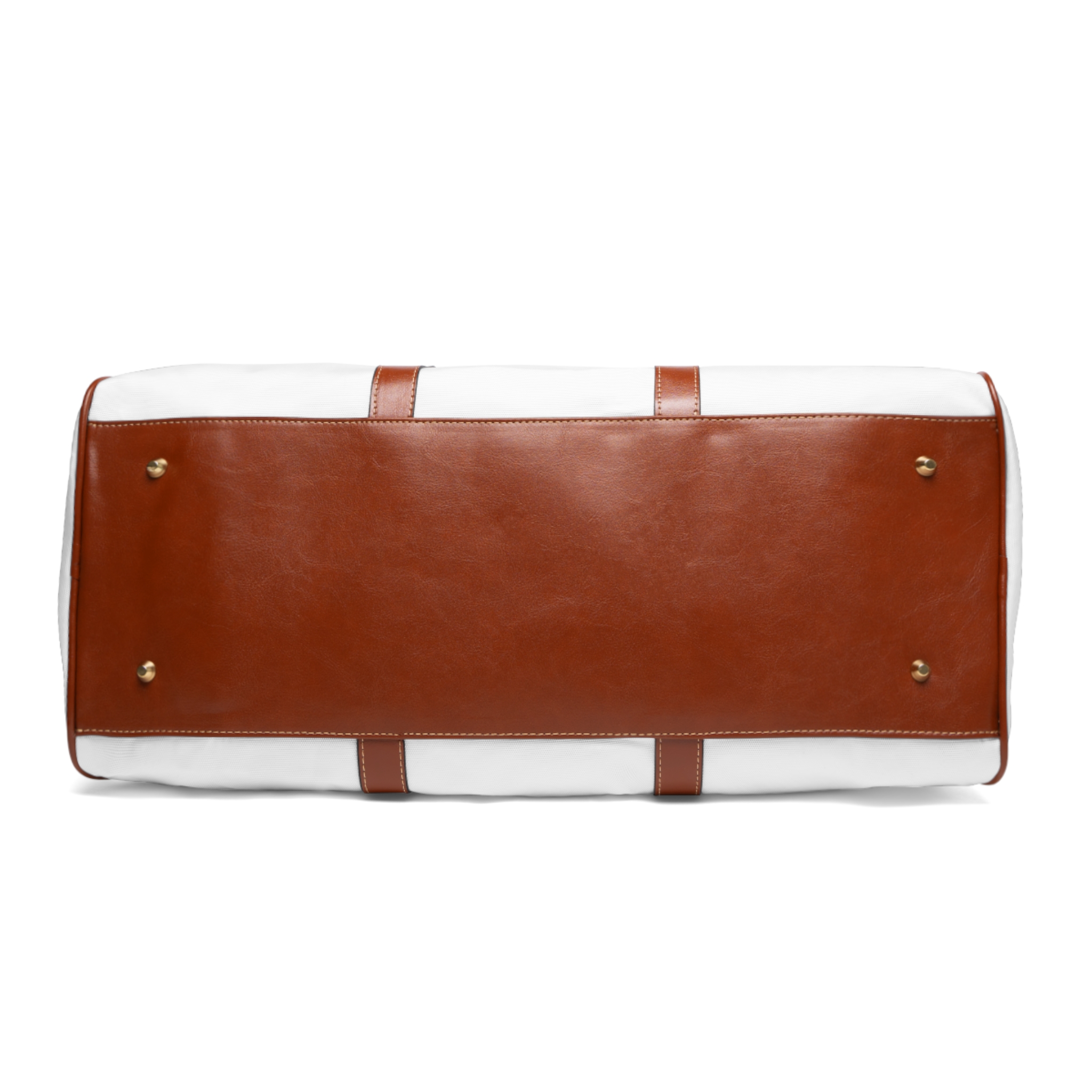 A brown and white bag is shown from the top.